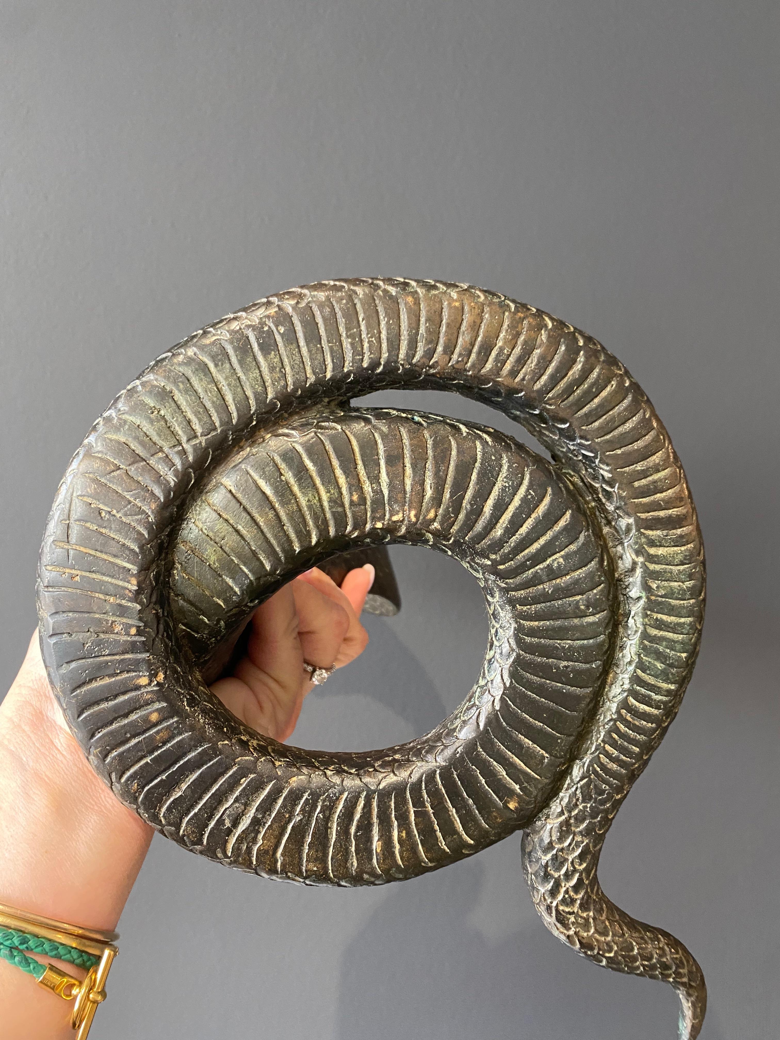 Cobra, Unknown, 20th century, Bronze, Animal, Snake, Design, art deco, Cast For Sale 2