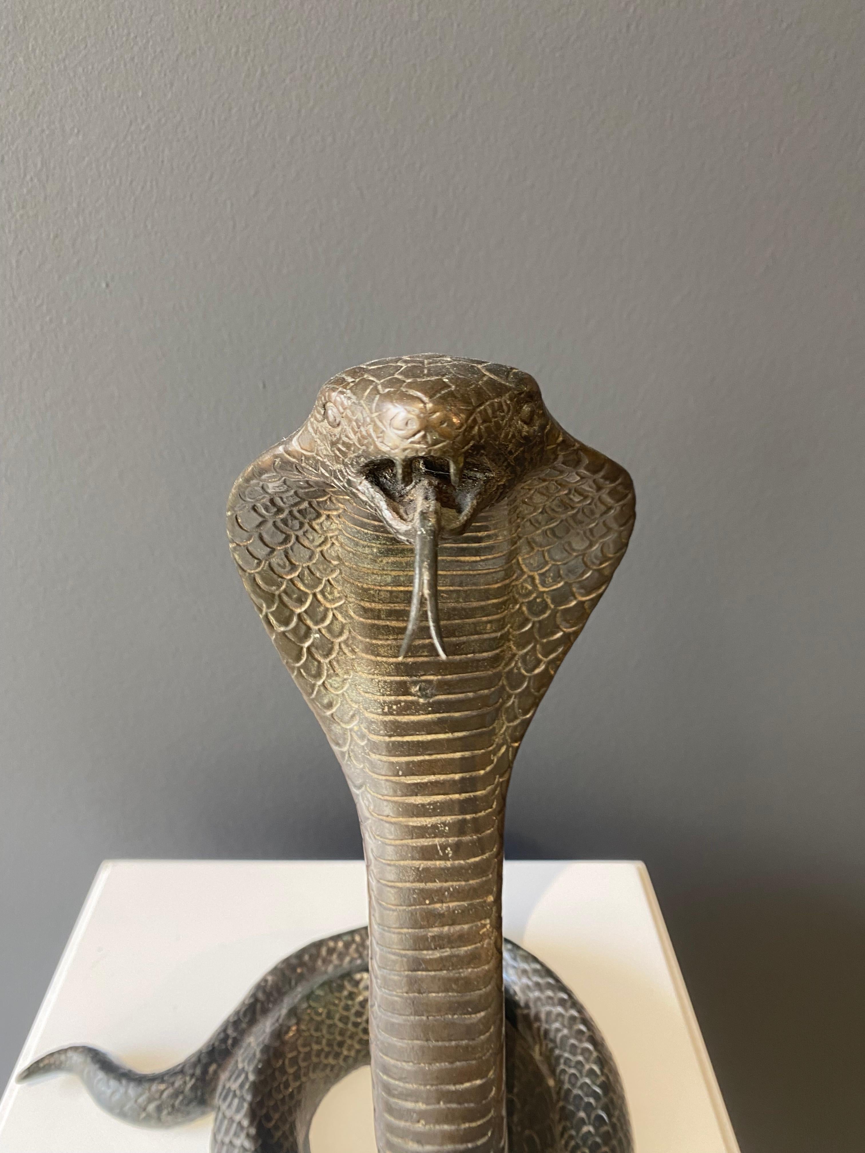 Cobra, Desconocido, Siglo XX, Bronce, Animal, Serpiente, Diseño, art decó, Fundición en venta 4
