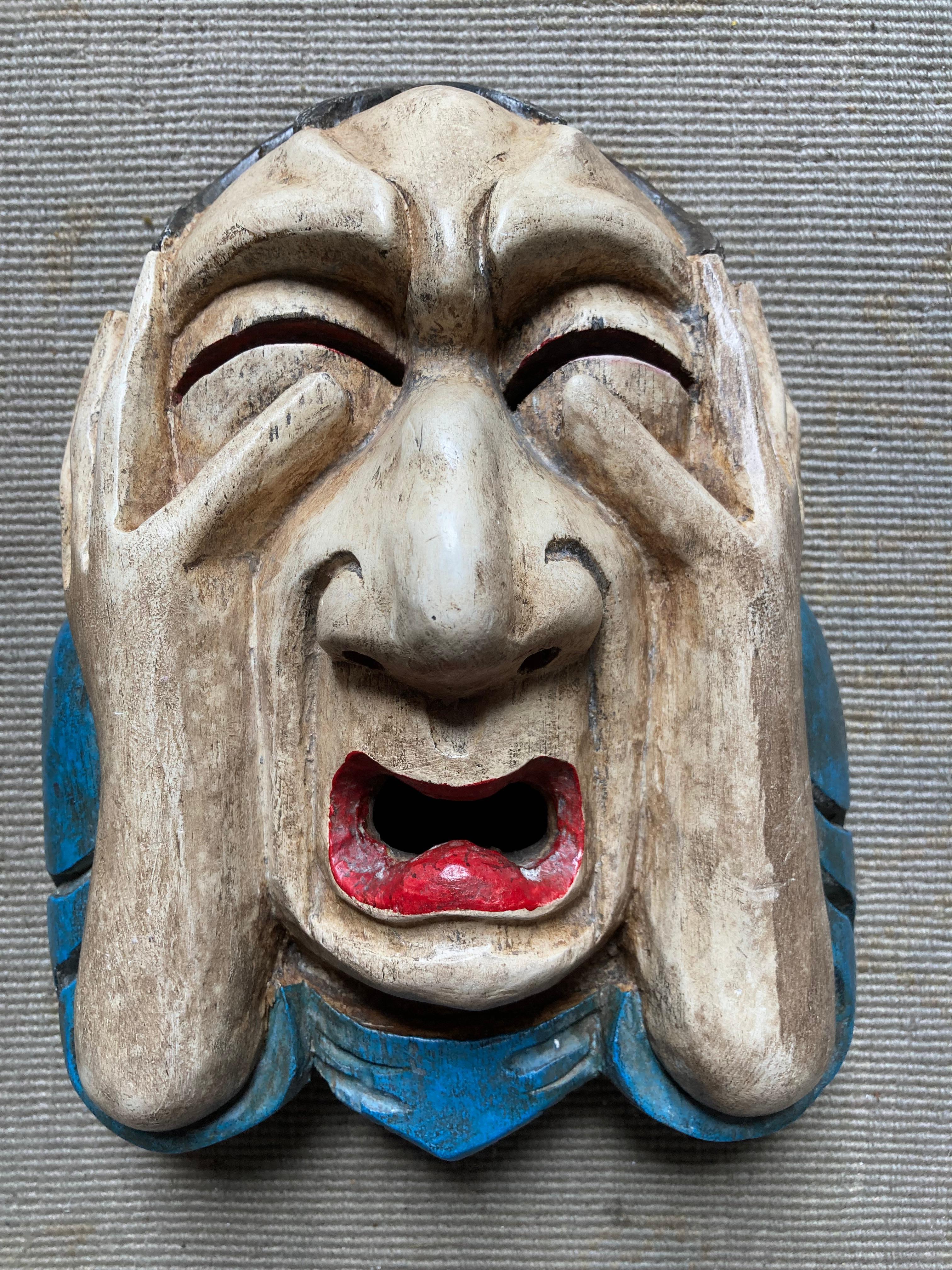 Kollektion antiker handgeschnitzter japanischer Noh-Masken im Angebot 1