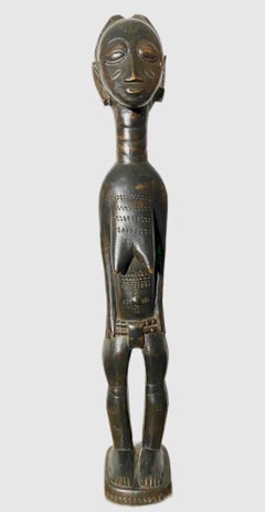 Colonial West African Baule Baoule Figure Sculpture Woman wearing loincloth
