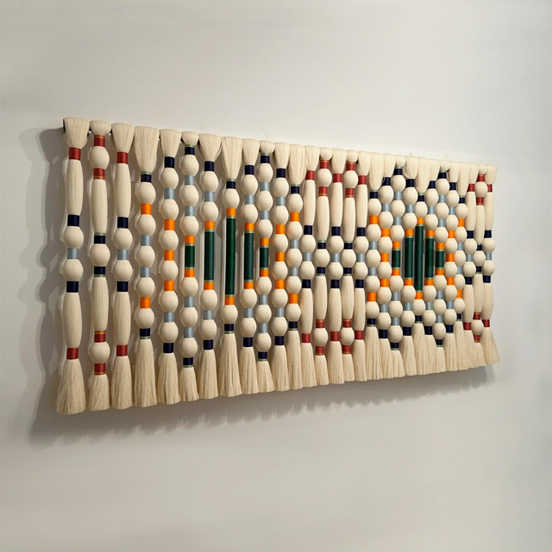 Contemporary Art Tapestry in Ivory and Multicolored Cotton, North American - Beige Abstract Sculpture by Unknown