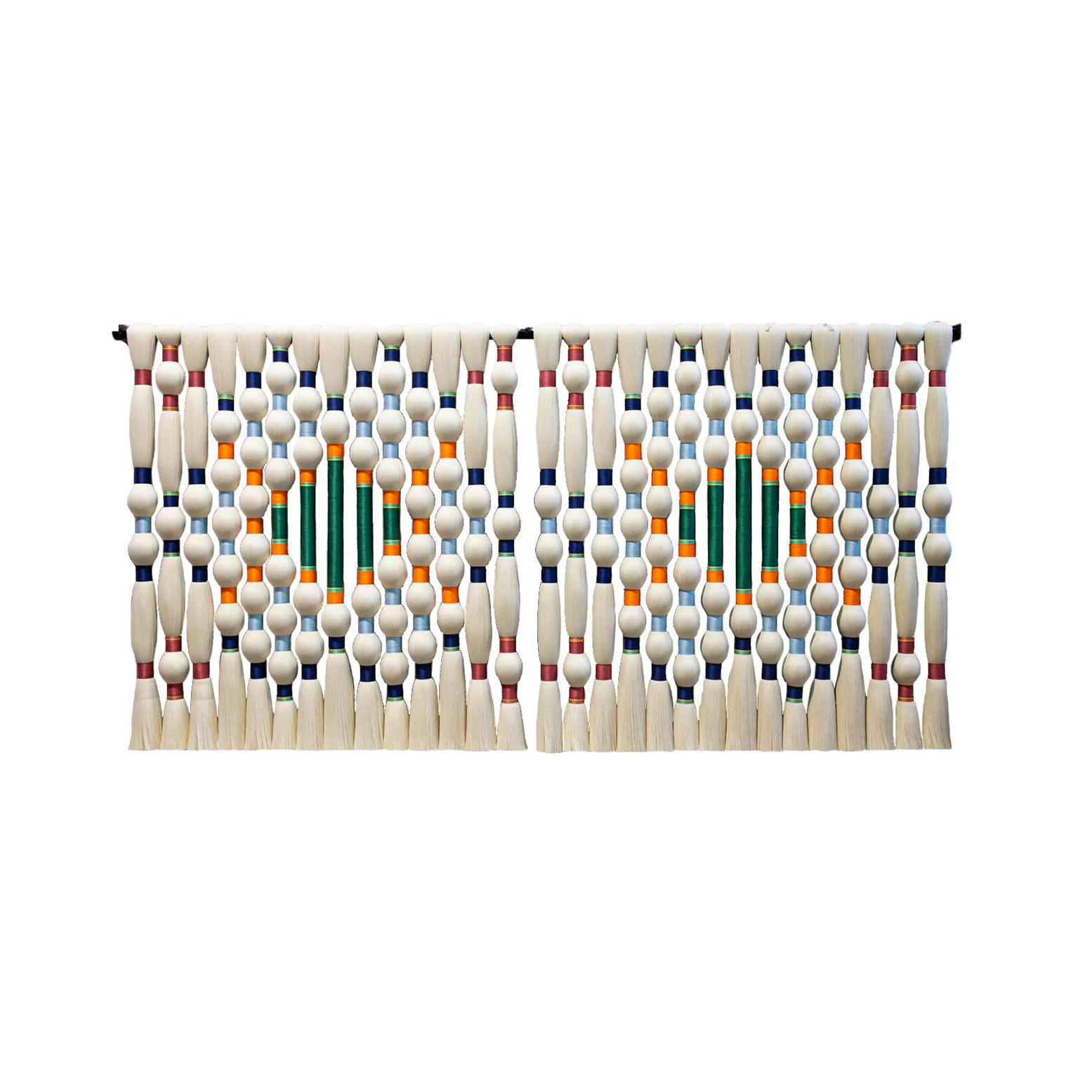 Unknown Abstract Sculpture - Contemporary Art Tapestry in Ivory and Multicolored Cotton, North American