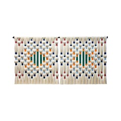 Tapiz de Arte Contemporáneo en Algodón Marfil y Multicolor, Norteamérica