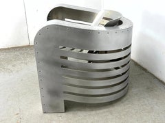 Contemporary Artisan Crafted Aluminum Machine Age Art Deco Airstream Large Chair