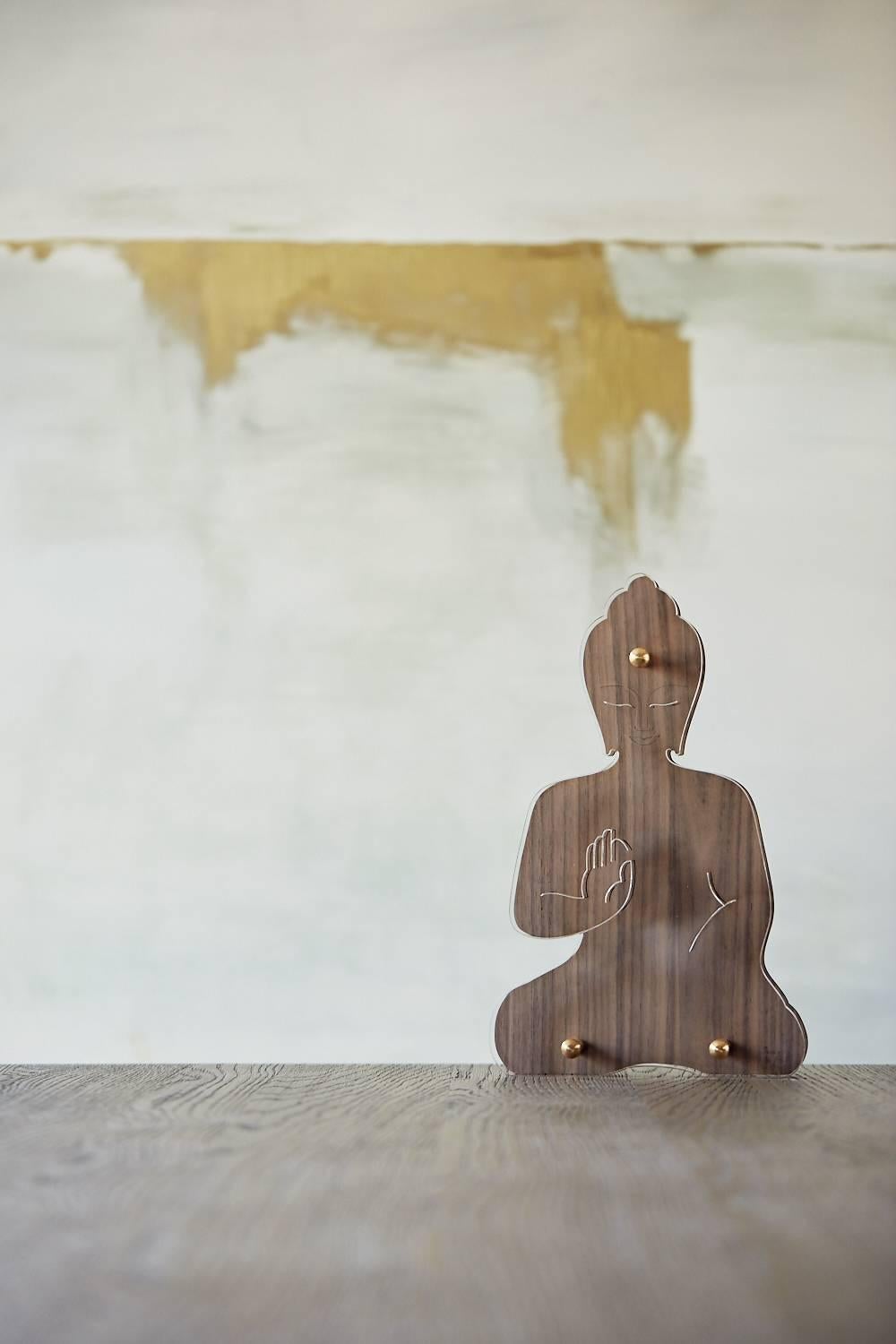 Contemporary Buddha wooden acrylic sculpture 2