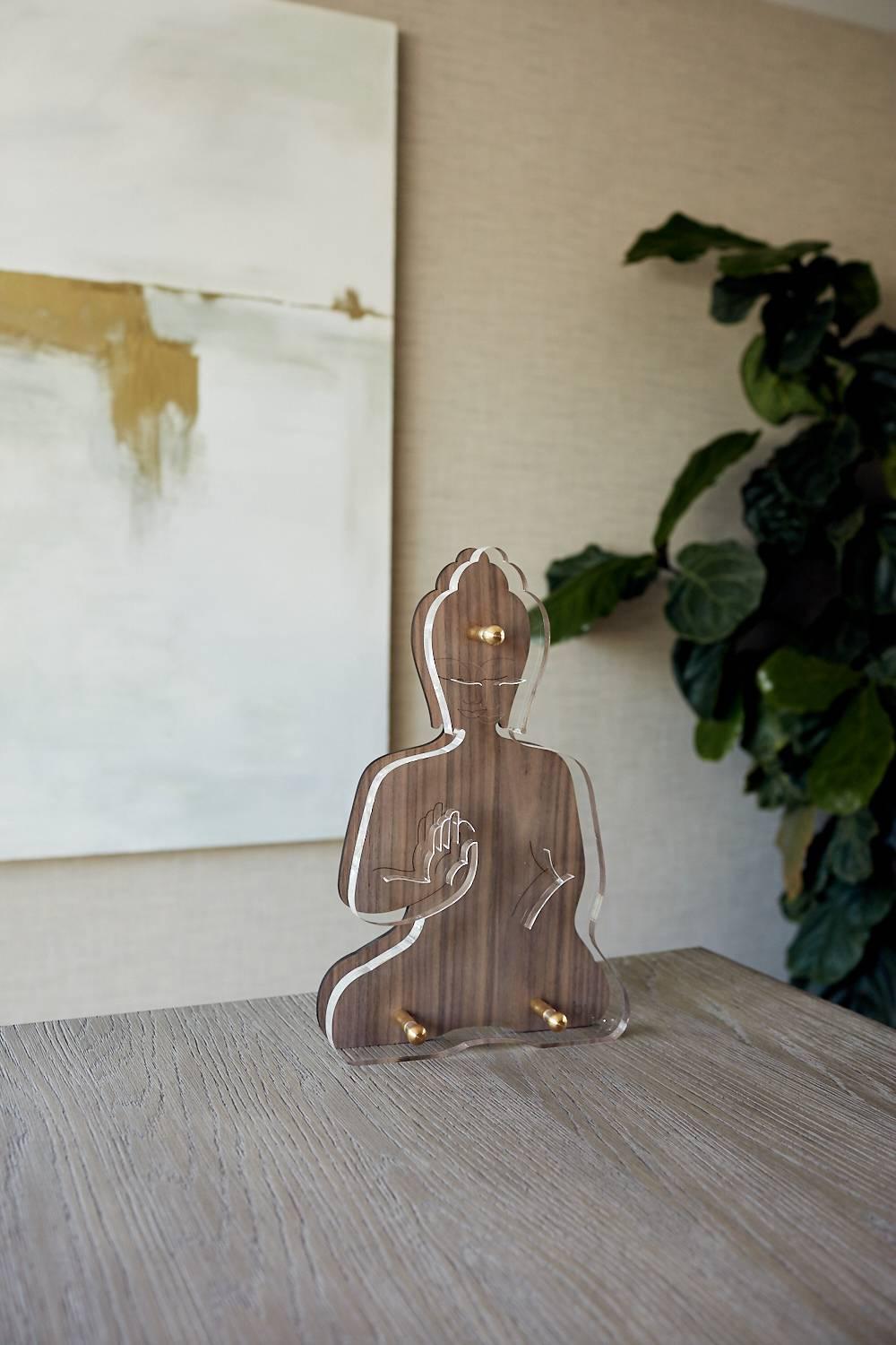 Contemporary Buddha wooden acrylic sculpture 3