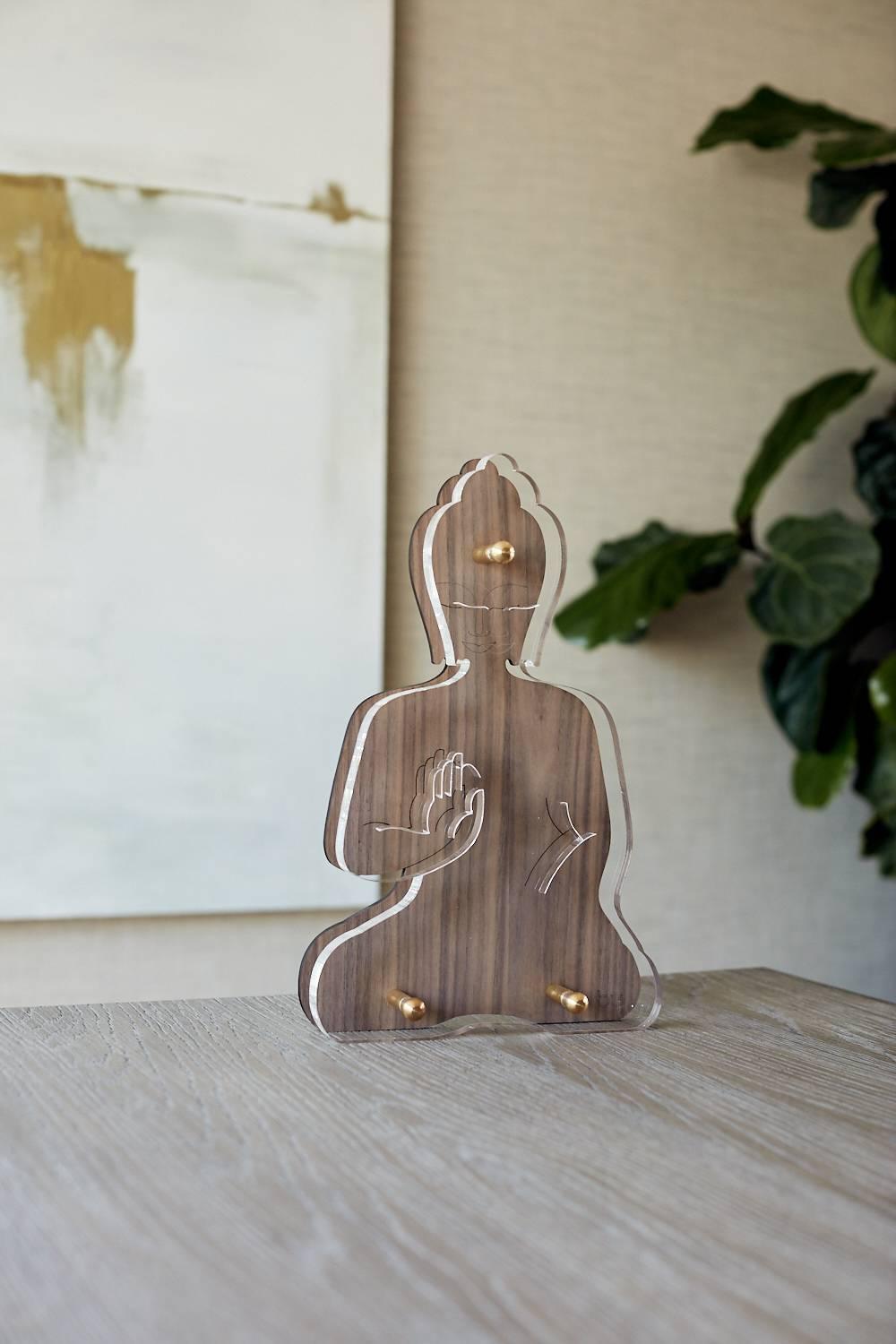 Contemporary Buddha wooden acrylic sculpture 4