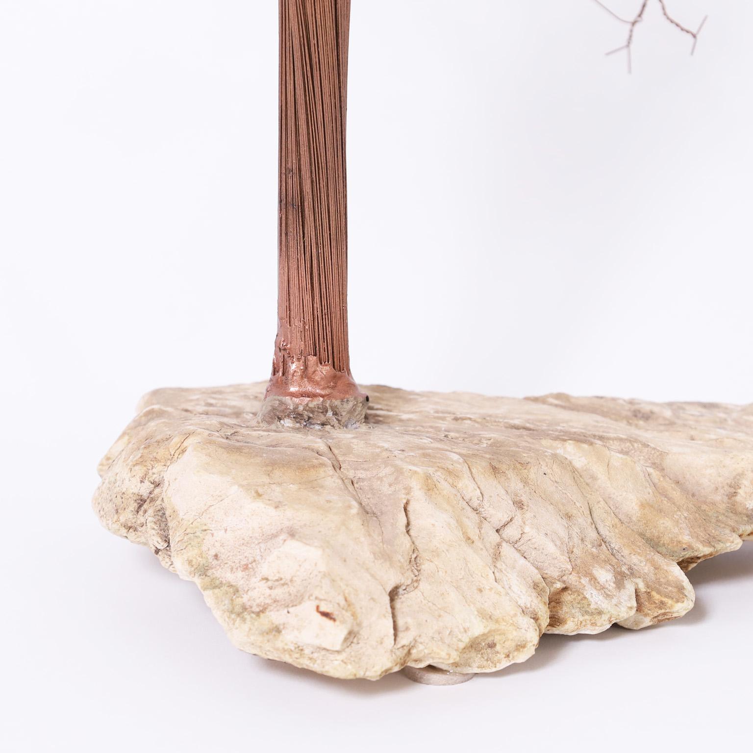 Scultura d'albero in rame e pietra in vendita 4