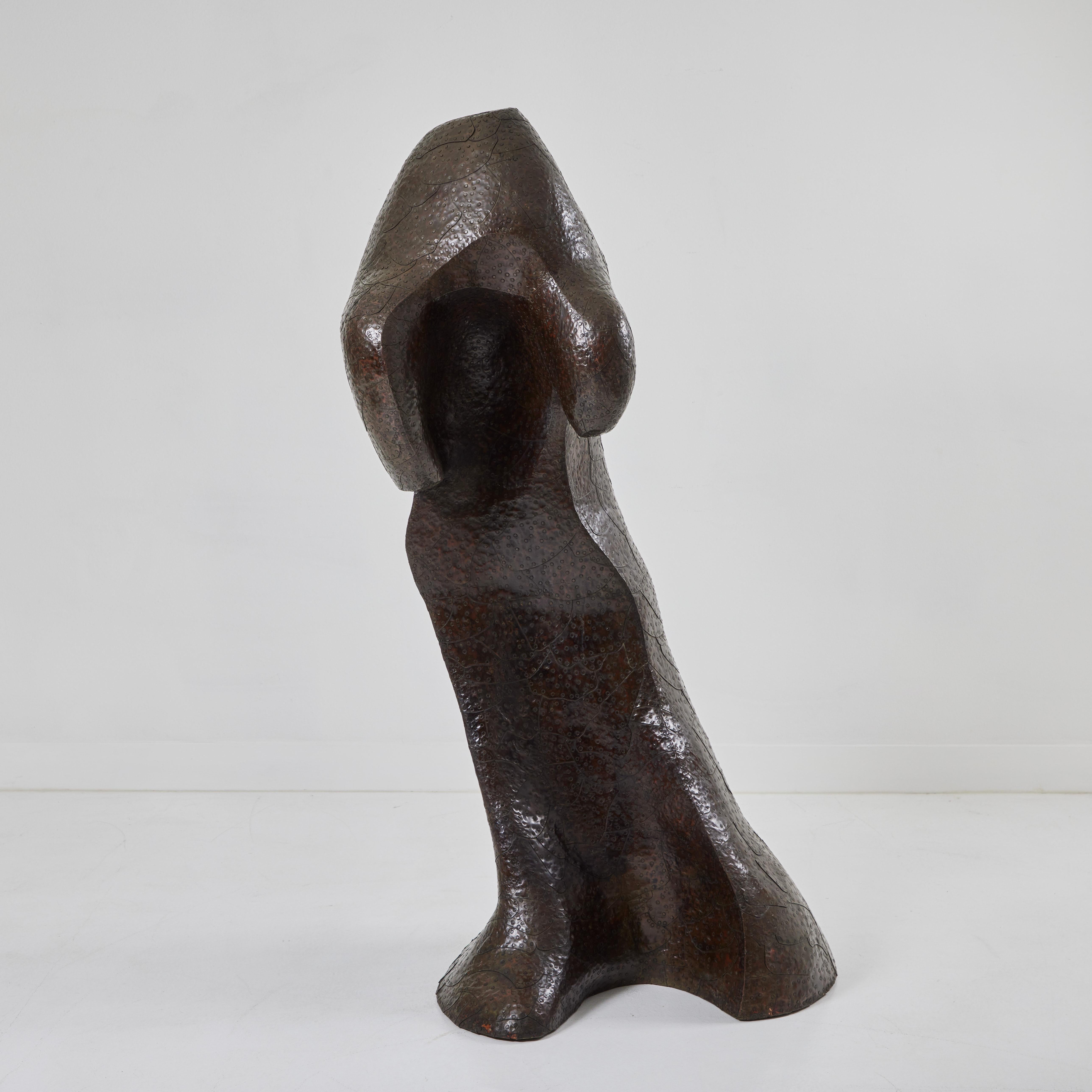 Copper Clad Cedar Biomorphic Form by Bill Anson - Sculpture by Unknown