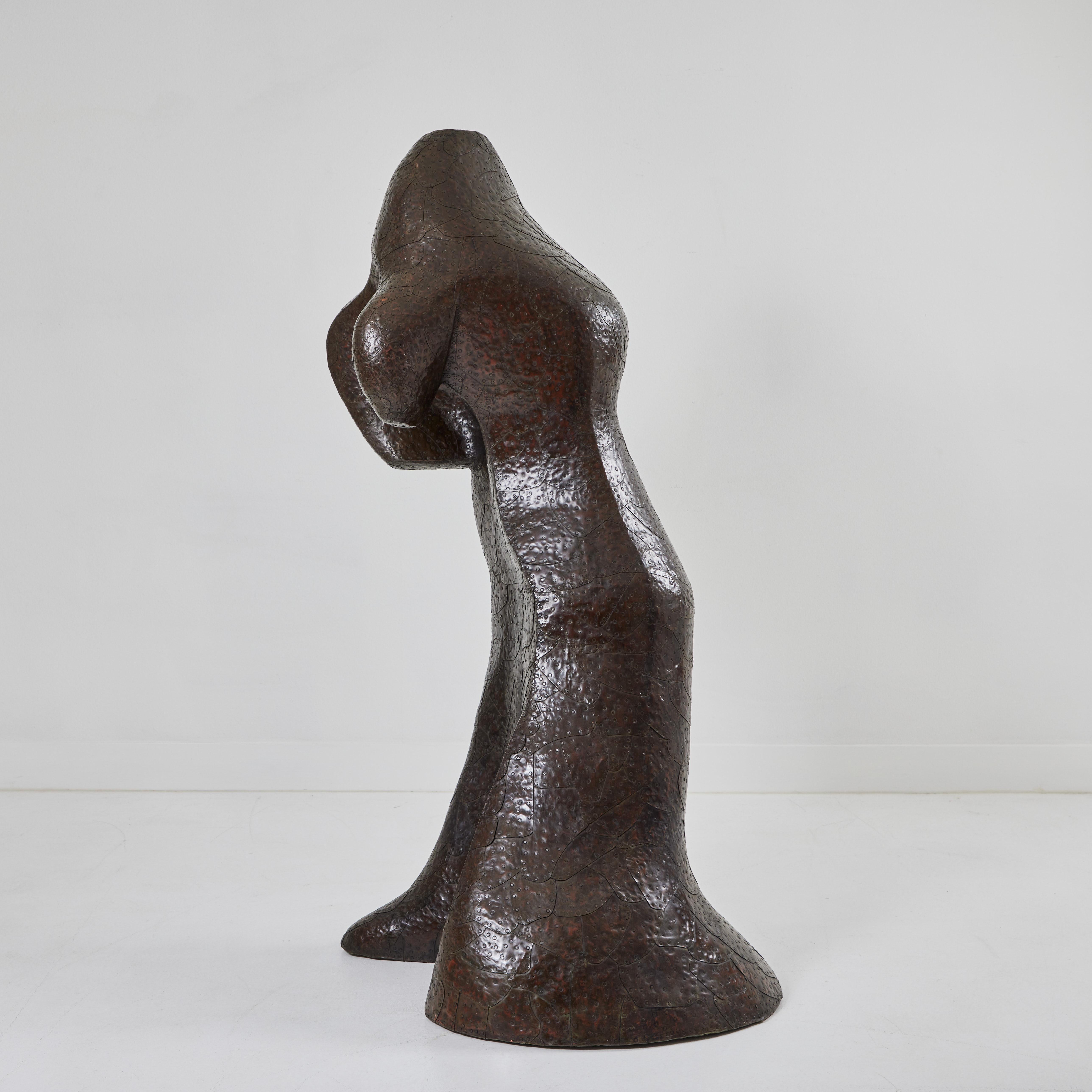 Copper Clad Cedar Biomorphic Form by Bill Anson - Brown Abstract Sculpture by Unknown