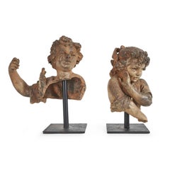 Pair Of Terracotta Children Italian Romantic Busts Late 1800s