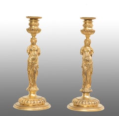 Pair of antique French Empire candelabra signed "Barbedienne."