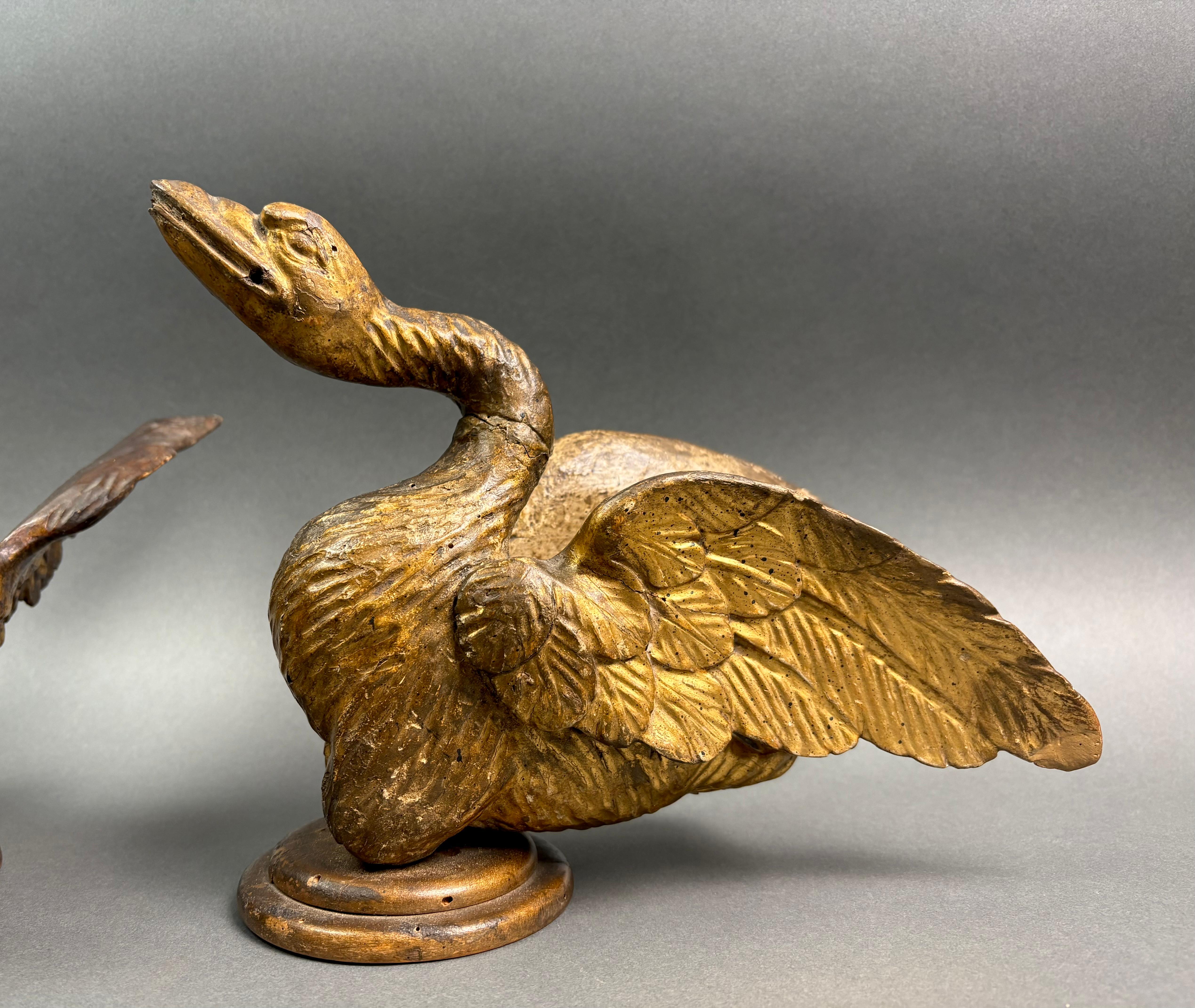 Coppia di Cigni Luigi XVI Fregi in Legno Dorato Italia XVIII secolo - Italian School Sculpture by Unknown