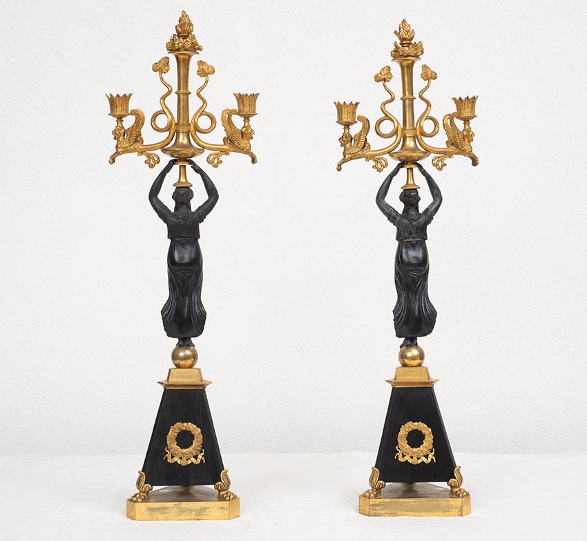 Pair of antique French Flambeaux (Candelabra) 19th century For Sale 2