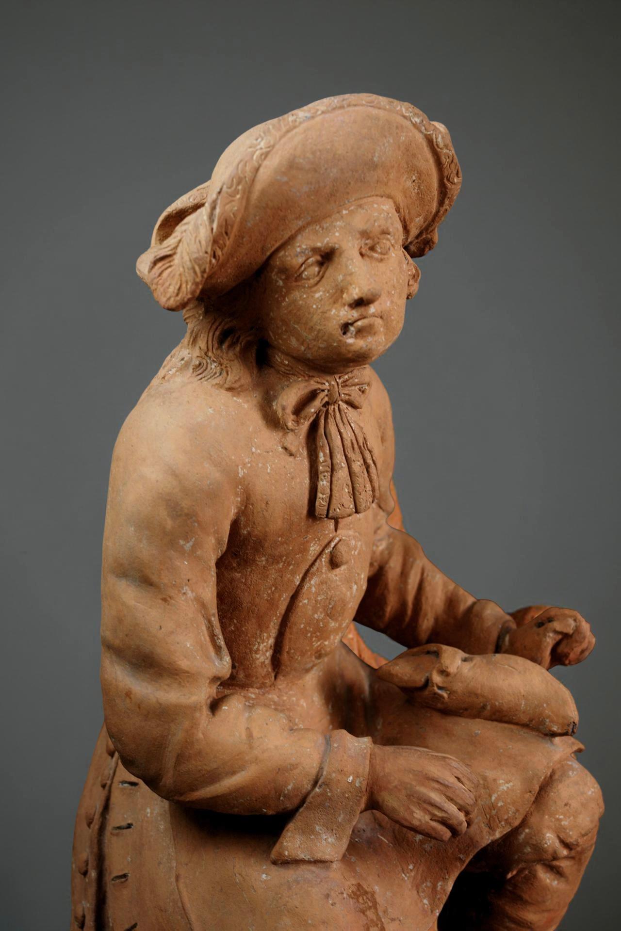 Coppia di Sculture Francesi in Terracotta Atelier di Parigi  XVII secolo in vendita 1