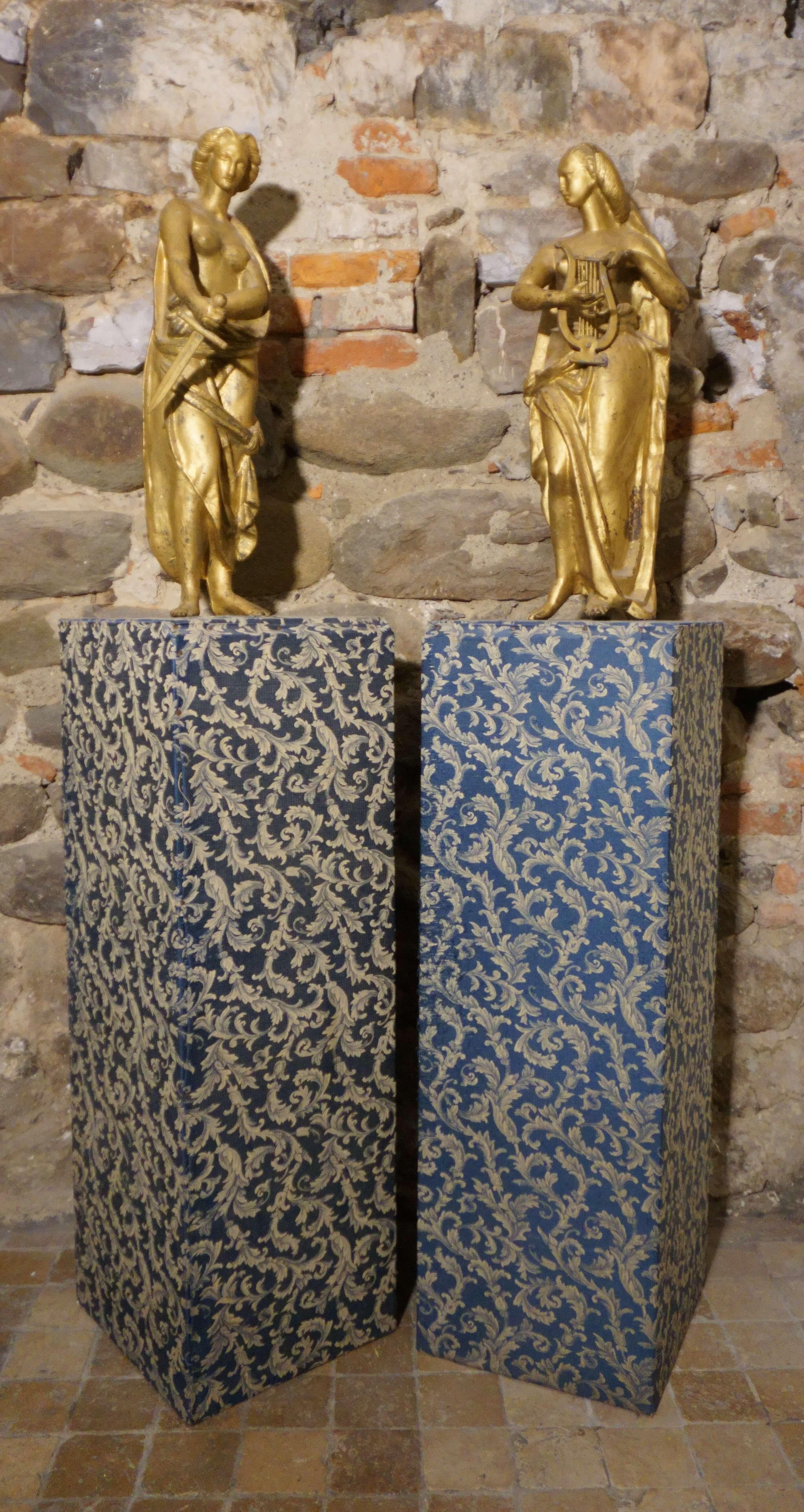 Paar französische neoklassische vergoldete Skulpturen aus Gusseisen Le Muse Art Foundry 2