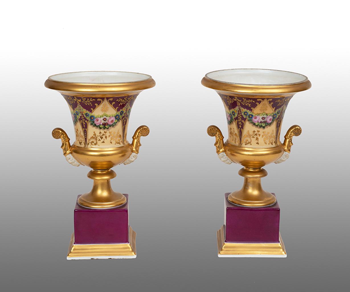Pair of antique crater vases French Empire 