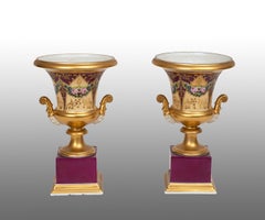 Paire de vases à cratère Empire français anciens 