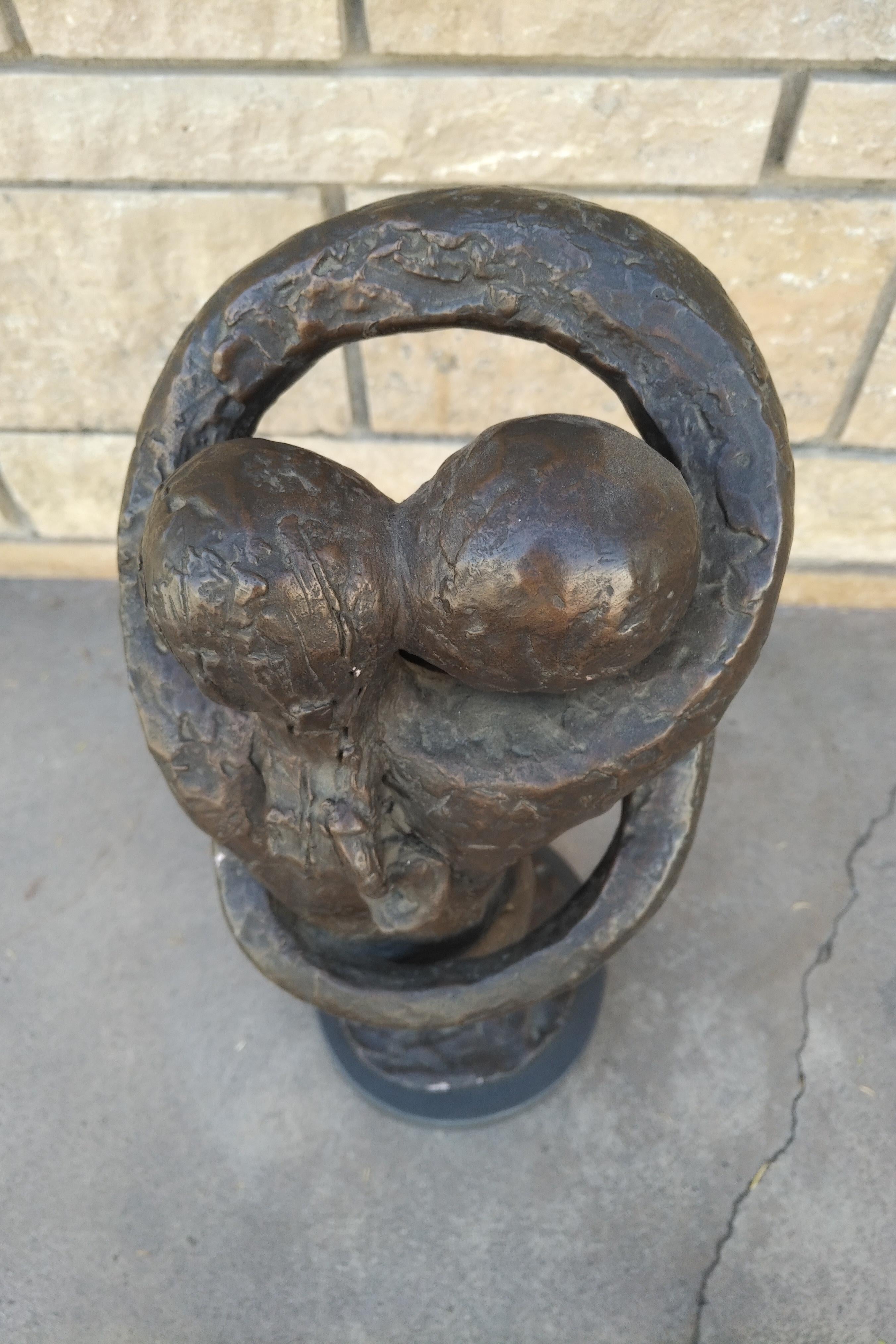 Sculpture in platre representing an intertwined couple signed by P.upman and dated 70 . This midcentury sculpture is characteristic of this period of Modern Art .