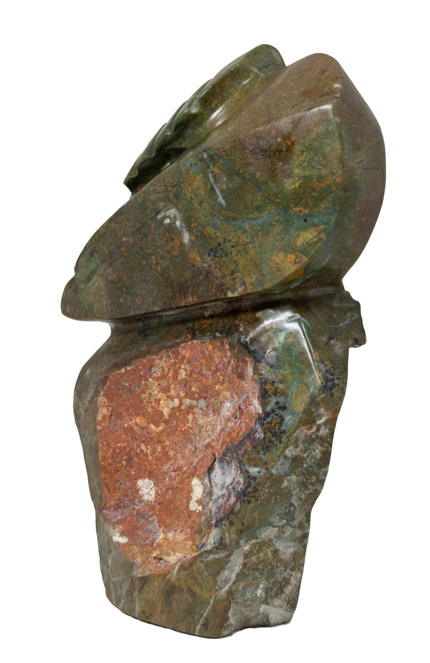 'Creation' original verdite Shona stone sculpture by Newton, figure mask - Sculpture by Unknown