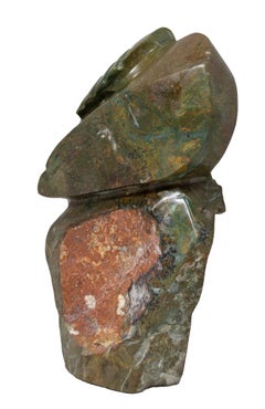 'Creation' original verdite Shona stone sculpture by Newton, figure mask