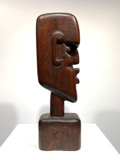 Cubist Art Deco carved bust sculpture