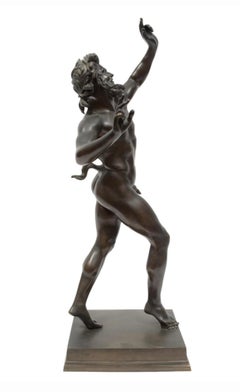 Tanzender Faun Signiert Fonderia Chiurazzi Große Grand Tour Bronze 32" Ende 19.