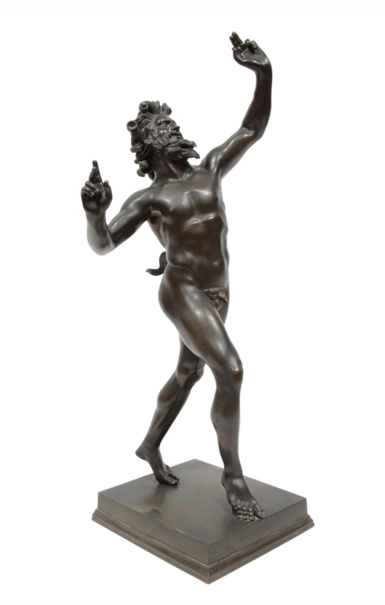 Sculpture en bronze en forme de faune dansant, Chiurazzi, 32 pouces, fin du 19e siècle