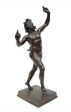 Tanzender Faun Signiert Fonderia Chiurazzi Große Grand Tour Bronze 32" Ende 19.