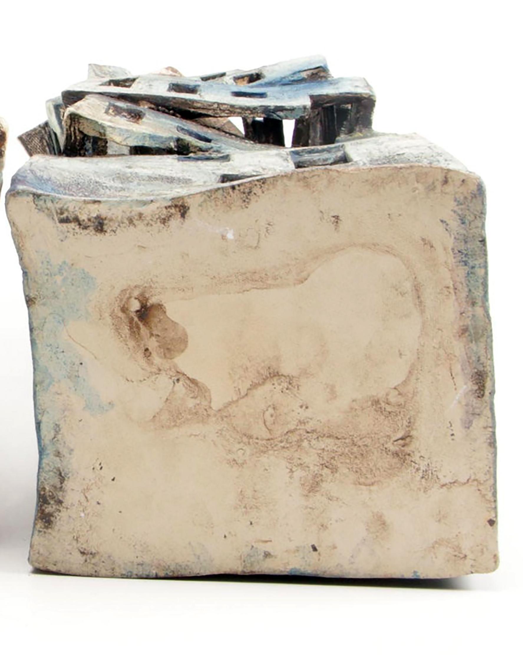 De-constructivist building, original ceramic sculpture - Modern Sculpture by Unknown