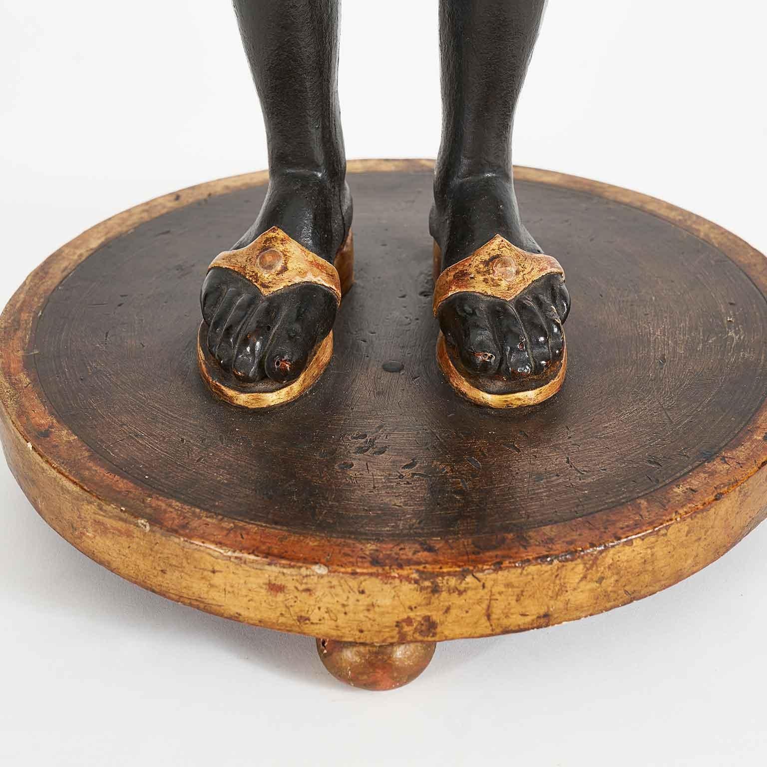 Goddess Circe Italian Neoclassical Sculpture Carved Wood Ebony and Gold 1800s For Sale 4