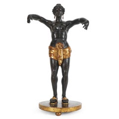 Déesse Circé Sculpture italienne néoclassique en bois sculpté, ébène et or 1800s