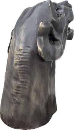 Dekorative Pantherkopf-Skulptur aus Bronzeguss (als Tischlampe erhältlich)