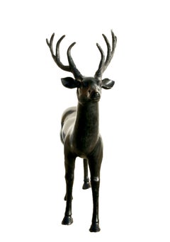 Deer, Large Patinated Bronze Sculpture