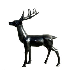 Vintage Deer, Large Patinated Bronze Sculpture