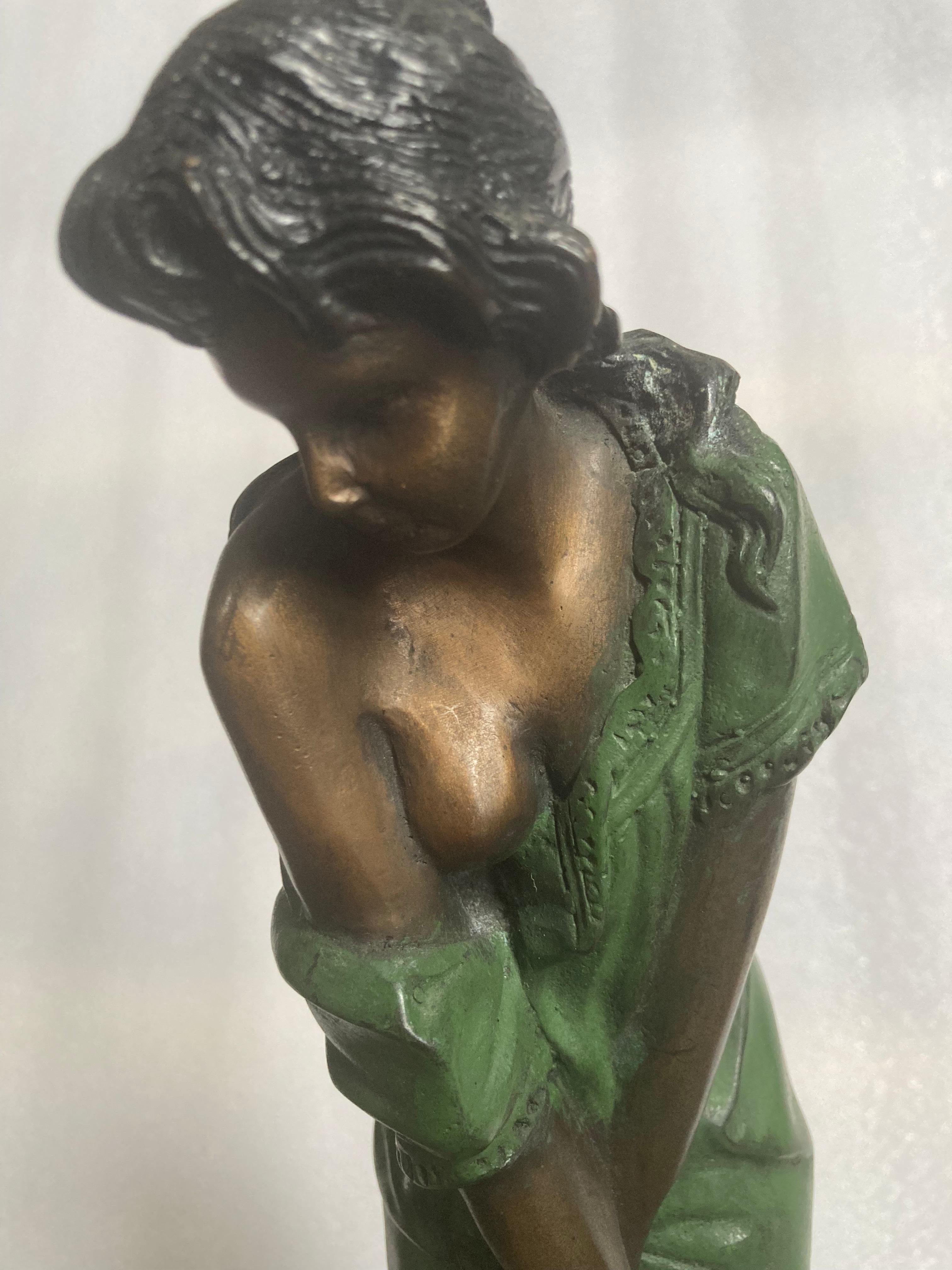 Demure Young Woman (Contemporary Bronze Sculpture) 1