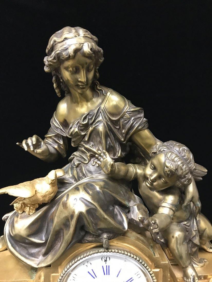 Diane and Cupidon Antique Gilt Bronze French Clock - Sculpture by Unknown