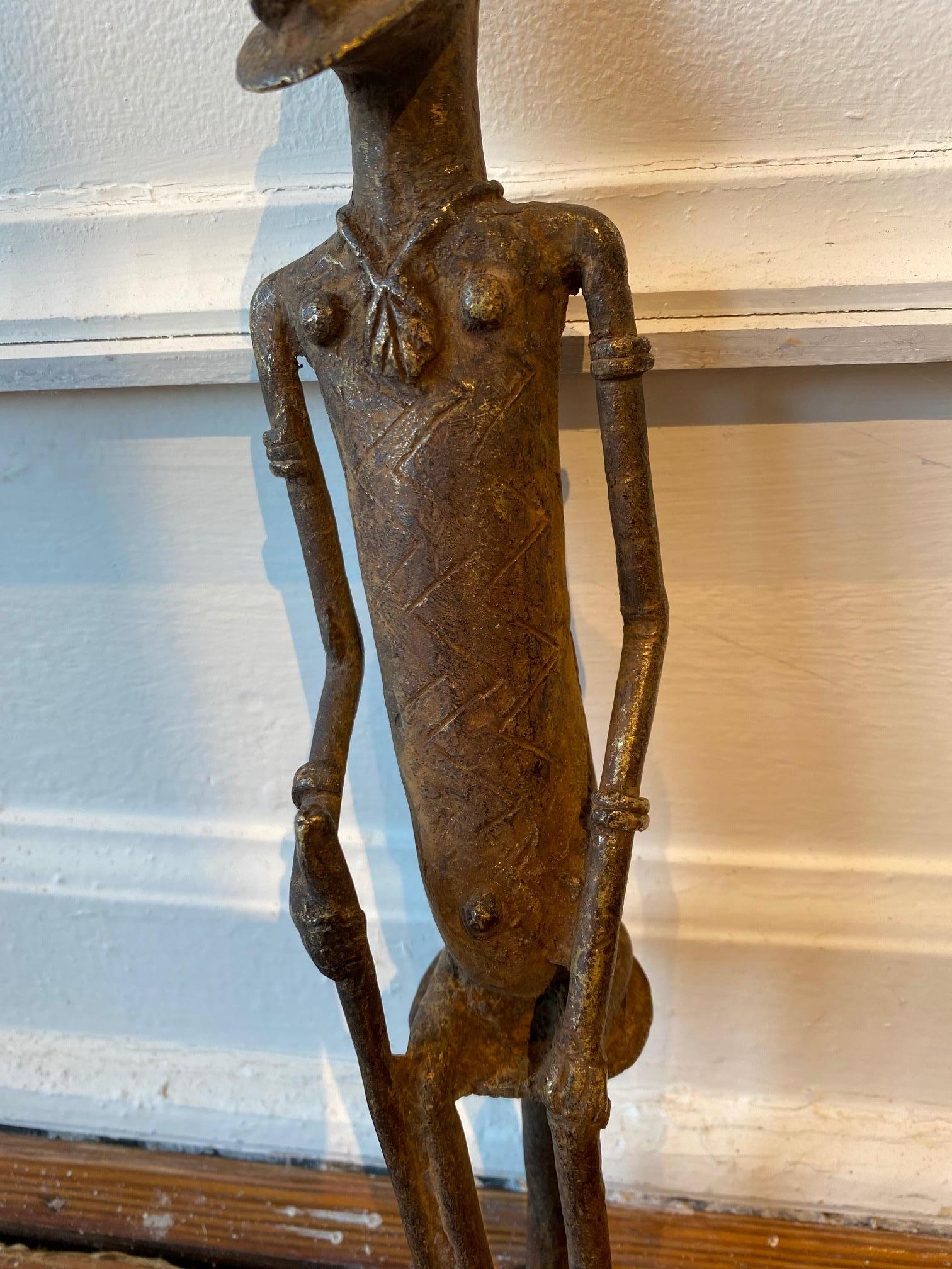 DOGON MEDICINE MAN - Gold Figurative Sculpture by Unknown