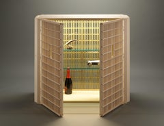 Design made in Italy duckboard bar cabinet in marple wood, fine details
