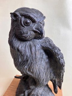 'Eared Owl with Prey ' Large Bronze Sculpture.  circa 1950's.