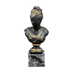 Early 19th century Empire figure bronze sculpture - woman's bust