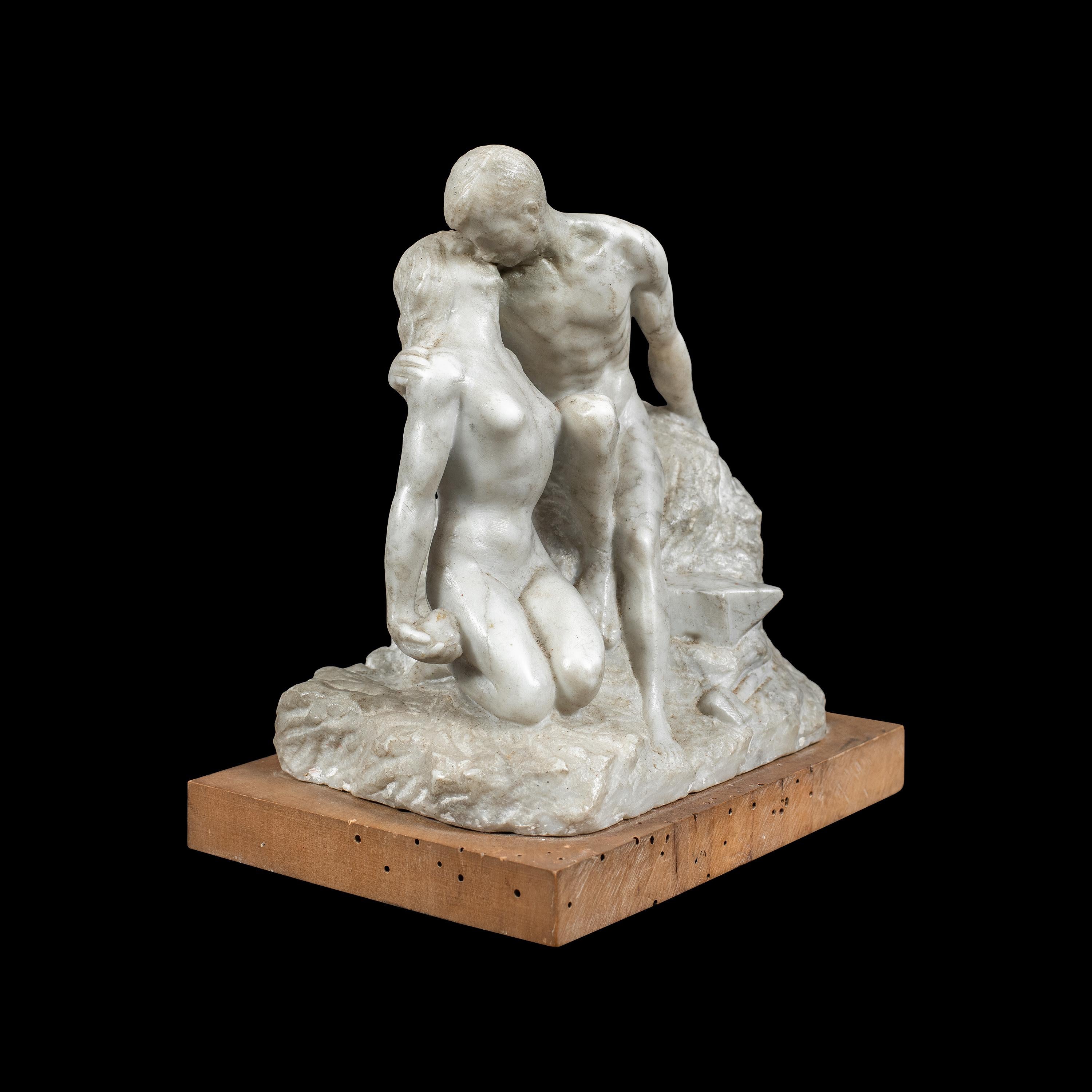Scultura romantica in marmo dell'inizio del XIX secolo - Figure del bacio - Sculpture di Unknown