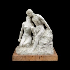 Sculpture romantique en marbre du début du 19e siècle - Figures de baisers