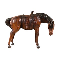 Early 20th century Animalier wood leather sculpture - Toy horse