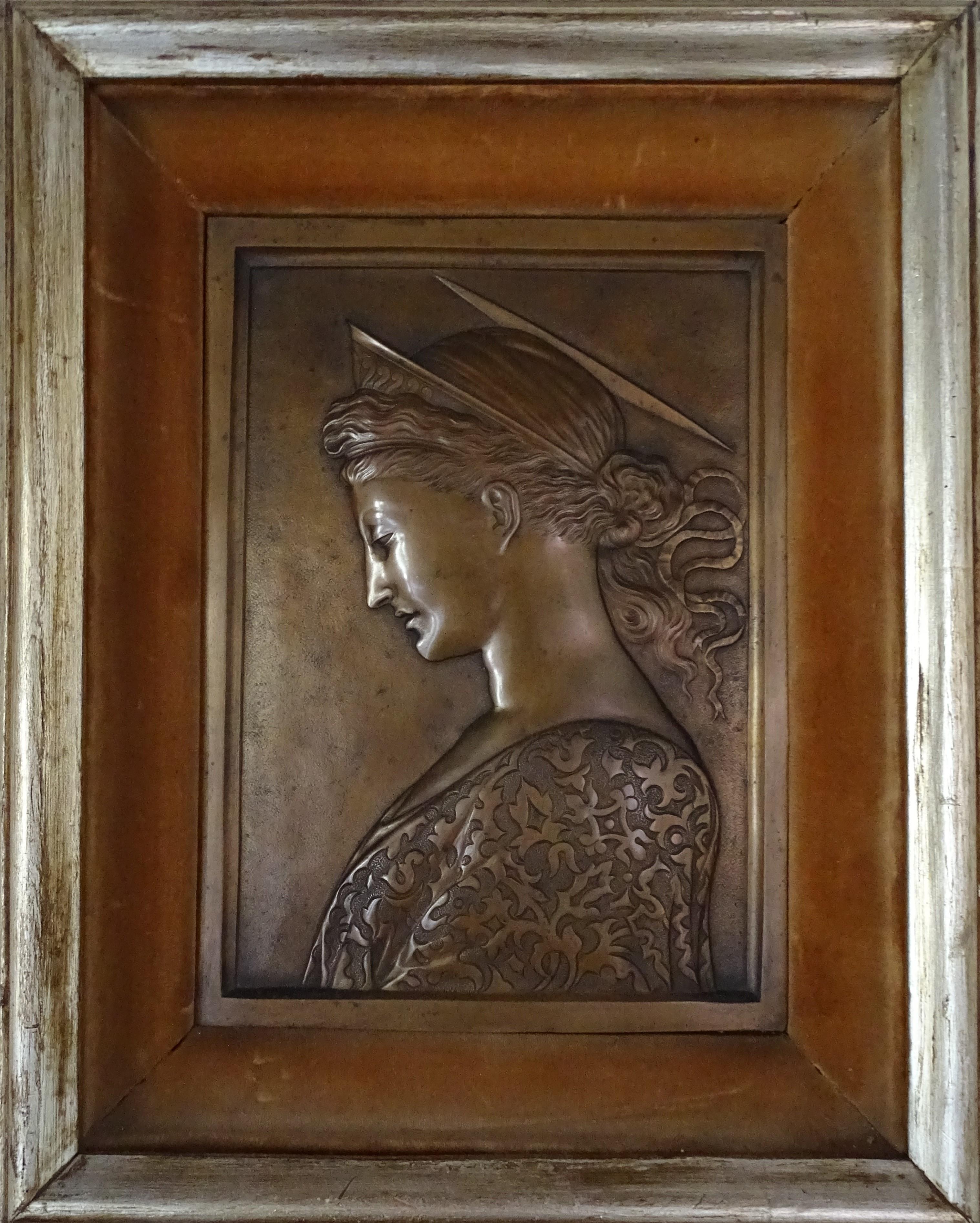 Early 20th Century Bronze Relief Pre-Raphaelite French School Profile of a Woman - Sculpture by Unknown