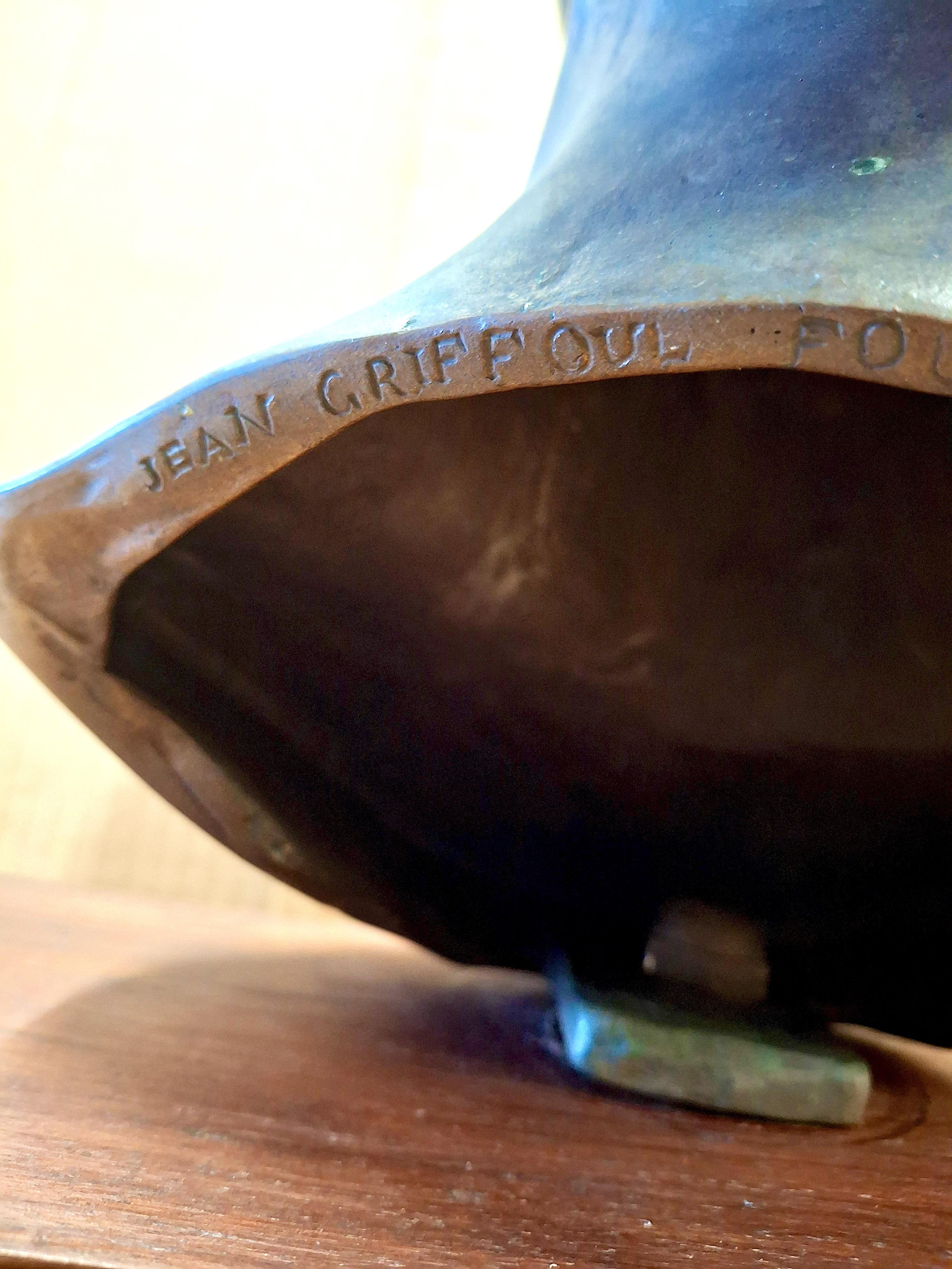 Early 20th-century Female Bronze Bust on Stand by Oliver Grymes For Sale 8