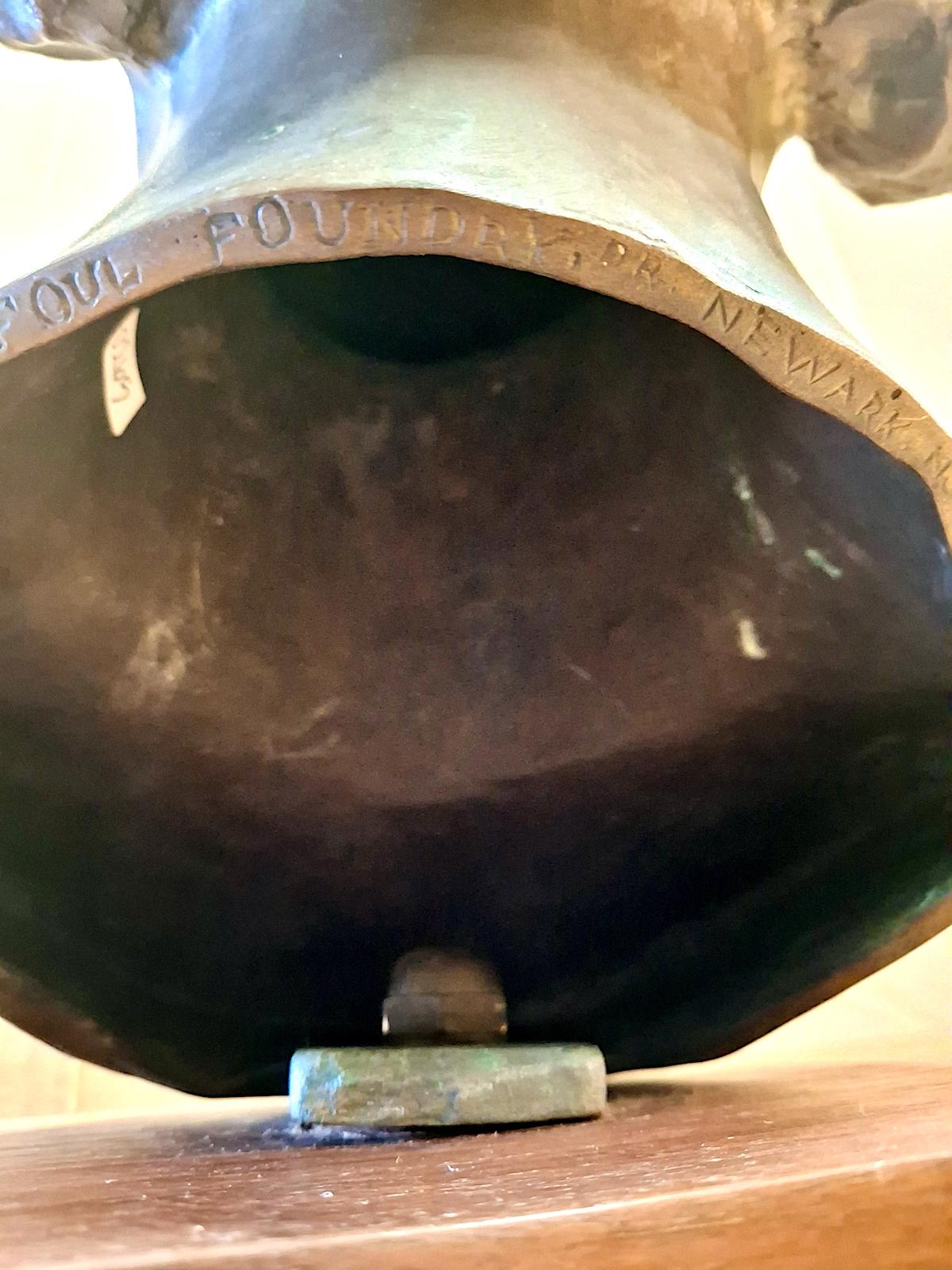 Early 20th-century Female Bronze Bust on Stand by Oliver Grymes For Sale 9