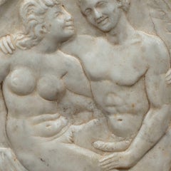 Scultura in marmo italiano dei primi del Novecento - Scena erotica di nudo