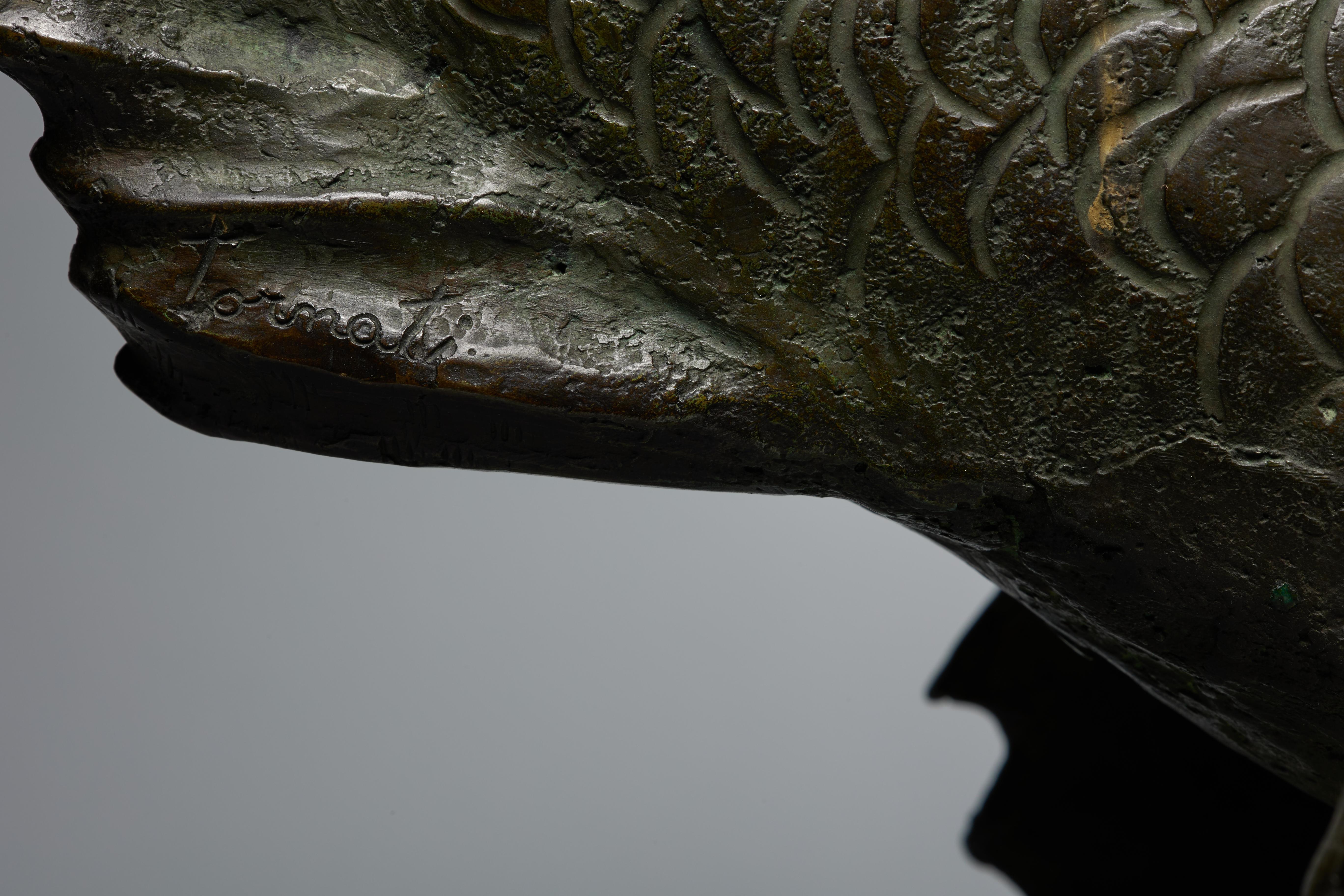 Early 20th Century Modern Bronze Scorpion Fish on Marble Base For Sale 1