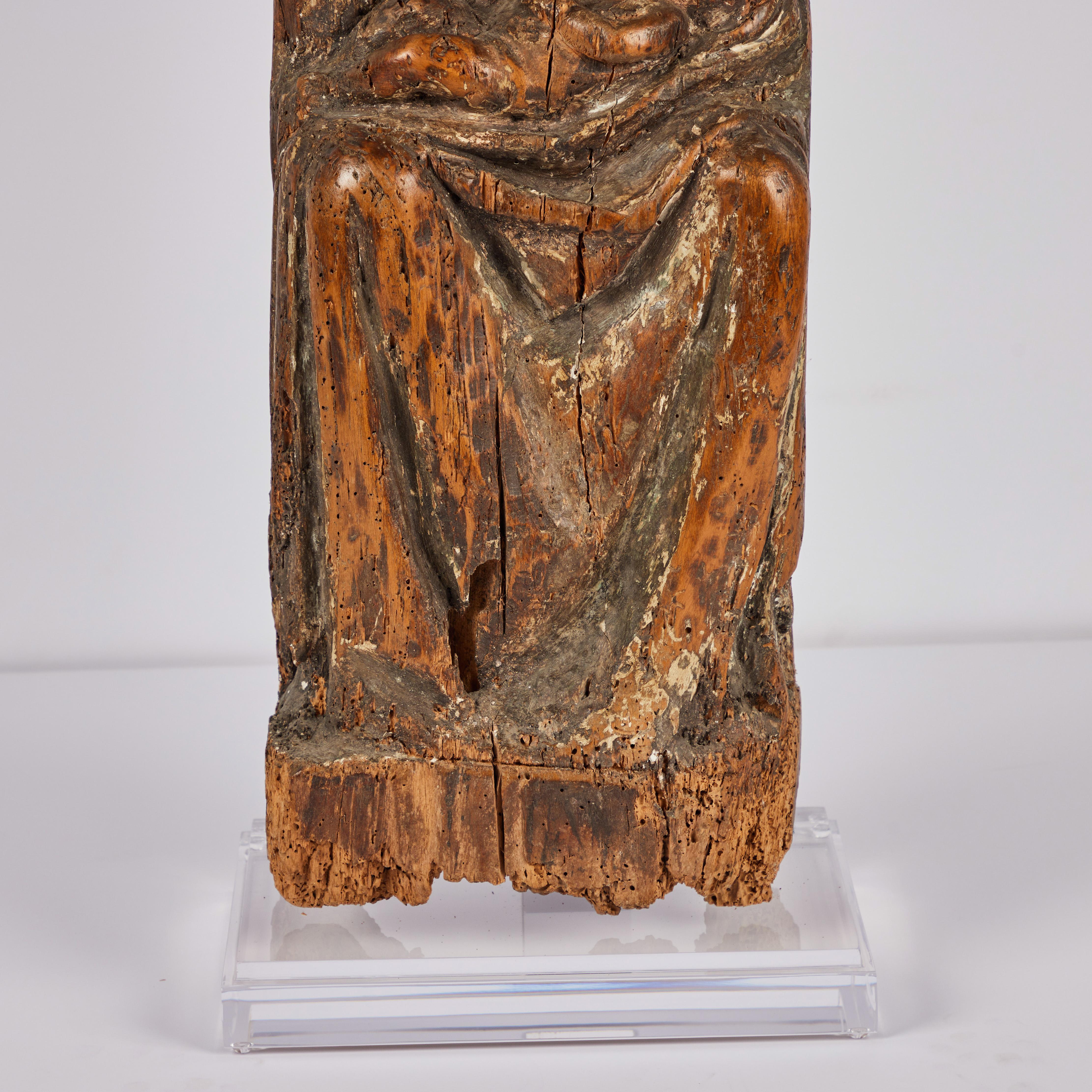 Frühe Renaissance-Holz-Skulptur (Braun), Figurative Sculpture, von Unknown